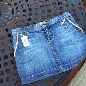 Allen B. Allen Schwartz jean skirt w/ rhinestones